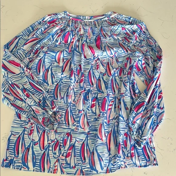 Lilly Pulitzer Elsa silk top red right return - Picture 3 of 4